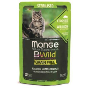 Monge Cat BWild GRAIN FREE паучи из мяса дикого кабана с овощами для стерилизованных кошек 85г (3049