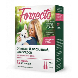ФОРСЕКТО для собак и щенков от 2,5 до 5 кг (2 пипетки)